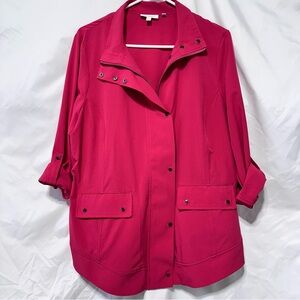 Chico's Vibrant Pink Utility Jacket sz L